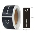 Black rectangular Thank You sealing stickers with smiley face design, size 25x76mm per label - Smiley Thank You Style (C877) / 120 Pieces/Pack (76x25mm) / Black