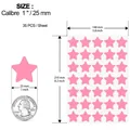 Detailed view of pink star stickers dimensions and 35 counts per sheet layout - Standard A5 Size / Pink (C1075)