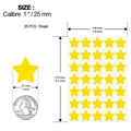 Detailed size guide for yellow star reward stickers with sheet dimensions. - Standard A5 Size / Yellow (C1076)