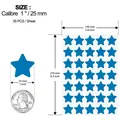 Detailed measurement of blue star reward stickers sheet with 1 inch diameter stars - Standard A5 Size / Blue (C1077)