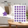 Detailed dimensions of purple glitter star stickers sheet with 35 pieces - 14.8*21cm/Sheet / Laser Purple