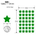 Dimension guide for green star reward stickers, 1 inch calibre, 35 pieces per sheet - Standard A5 Size / Green (C1078)