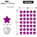 Detailed dimension diagram of purple star reward stickers with a coin for scale. - Standard A5 Size / Purple (C1080)