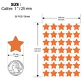 Sheet of 35 orange star reward stickers 1 inch diameter size for children school reward - Standard A5 Size / Orange (C1073)