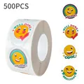 Roll of 500pcs reward stickers for children featuring smiley faces and encouraging words - Smiley Face Style (C151) / 500 Pieces/Pack (2.5cm)