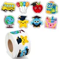 Close-up detail of 500 reward stickers with graduation owl and school bus designs. - Style B (C1131) / 500 Pieces/Pack