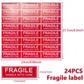 Φύλλο με 24 κόκκινες ετικέτες Fragile για δέματα με πολύ λεπτομερείς διαστάσεις - Στυλ c894 / 24 Τεμάχια/Συσκευασία (2.5x7.5cm)