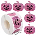 Pink glitter laser pumpkin stickers for Halloween DIY envelope decor, 1.2 inch size - 500 Pcs 3cm / C825 Laser Pinkish Purple