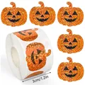 Holographic orange pumpkin stickers roll for Halloween DIY decor, 1.2 inch diameter - 500 Pcs 3cm / C826 Laser Orange