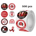 Detail view of 500pcs anti-drug stickers roll with red ribbon awareness slogans - Style C67B / 500 Pieces Per Roll (25mm)