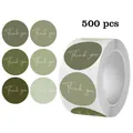 500 pieces of 1-inch round green gradient Thank You stickers on a roll - Morandi Green Series (C96) / 500 Pieces/Pack