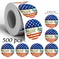 Roll of 500 decorative American flag Thank You sealing stickers for gift wrapping, 1 inch - B253-B (B253-B) / 500 Sheets/Roll