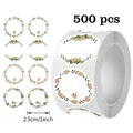 500 pegatinas florales escribibles para regalos, etiquetas adhesivas redondas de 2,5 cm - Estilo C314 (Base Blanca) / Diámetro 2.5cm / 500 Pegatinas