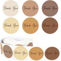 Set of 1-inch round thank you stickers in warm earth tones for elegant gift packaging - Earth Tone Series (C623) / 500 Pieces/Pack