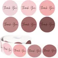 Elegant 1 inch round thank you stickers in pink and brown tones for gift packaging - Pink Coffee Gradient (C624) / 500 Pieces/Pack