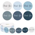 1 inch round Thank You stickers in assorted blue tones for sealing packaging and gifts - Gray Blue Gradient (C625) / 500 Pieces/Pack