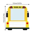 School bus-shaped nameplate sticker with dimensions 9.3x9.5cm for kids' school photos. - Yellow School Bus Style (C1007) / Set of 8