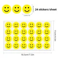 Pack of 24 pieces of one inch yellow smiley face reward stickers for kids sheet - Yellow Smiley Face (C680) / Single Sheet (11x18.5cm)
