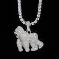 Ciondolo gorilla hip-hop in argento sterling 925 con moissanite e catena tennis tonda - Pendente Piccolo (Senza Catena) / Oro bianco