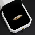 Gold 4mm round Moissanite eternity ring in a luxury white jewelry box - US Size 6 / Gold with White Moissanite