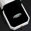 Elegant S925 silver ring with 4mm blue moissanite stones in a premium gift box - US Size 6 / Silver with Blue-Green Moissanite