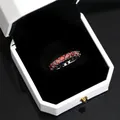 S925 silver eternity ring featuring 4mm round red moissanite stones in a gift box - US Size 6 / Silver + Pomegranate Red Moissanite