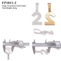 Hip-hop number 2 pendant in gold and silver iced out finish with dimensions 30x62mm - Number 2 (FP1811-2) / Silver