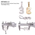 Hip-hop style iced out number 3 pendant made of 925 silver with moissanite stones - Number 3 (FP1811-3) / Silver