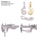 Iced out number 6 hip hop pendant in 925 sterling silver shown with dimensions - Number 6 (FP1811-6) / Silver