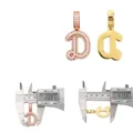 Ciondolo lettera D hip hop in argento 925 con moissanite e misure di grandezza - Ciondolo Lettera D (FP2206-D) / Oro / Lettera D