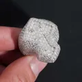 Δαχτυλίδι σταυρός hip hop από ασήμι S925 με πέτρες moissanite VVS χρώματος D - Μέγεθος ΗΠΑ 6.5 / Ασημί