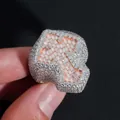 Πολυτελές hip hop δαχτυλίδι σταυρός με πέτρες VVS moissanite σε ασήμι S925 - Μέγεθος ΗΠΑ 6.5 / Ασημί και Ροζ Χρυσό