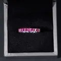 Bague S925 en argent à taille émeraude avec moissanite rose - Style Moissanite Rose (BR2046) / Argent / Taille US 6