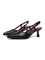 Eleganti décolleté slingback nere a punta con fodera rossa per l'abbigliamento estivo - 38 / Fascia Elastica / Matte Black