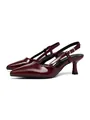 Eleganti decolleté slingback bordeaux in vernice a punta con tacco sottile da donna - 38 / A scatto / Rosso Vino Lucido