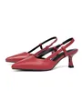 Eleganti sandali in pelle rossa a punta con cinturino posteriore per il pendolarismo estivo - 38 / Fascia Elastica / Rosso Opaco