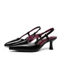 Eleganti décolleté slingback nere a punta con fodera interna rossa a contrasto - 38 / Fascia Elastica / Nero Lucido