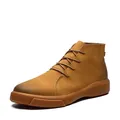 Classic tan mid-top leather boots with distressed toe and durable gum sole for men - 38 / Brown