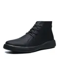 Men's classic black mid-top casual boots with breathable upper and soft flexible sole - 38 / Black