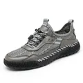 Sneaker casual da uomo in mesh grigio con dettagli di cuciture a contrasto uniche - 38 / Grigio