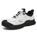 Durable men's outdoor casual work shoes in white and black with handmade stitching detail - 39 / White