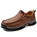 Mocassins en cuir marron pour hommes avec semelle de travail antidérapante et robuste - 40 / Brun Clair
