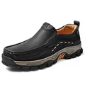 Chaussures de travail décontractées en cuir noir pour hommes avec semelle antidérapante - 40 / Noir