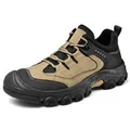 Scarpe da trekking resistenti da uomo in kaki e nero con suola in gomma spessa - 38 / Cachi (2985)