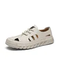 Sandali da spiaggia da uomo color crema con design traforato e suola morbida - 39 / Beige