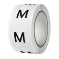 Roll of 2.5cm round self-adhesive clothing size stickers with bold letter M in black - Round Size Sticker (M) / M Size (ai-500 Pieces/Pack)