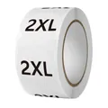 Roll of 2XL white round self-adhesive clothing size stickers for retail apparel labeling - 2XL Size (ai-500 Pieces/Pack)