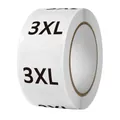 2.5cm round self-adhesive clothing size stickers for retail in 3XL white labels roll - 3XL Size (ai-500 Pieces/Pack)
