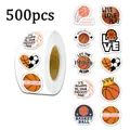 Close-up of basketball themed stickers for DIY decoration including a 500pcs roll - C454 / 500 Pieces/Pack