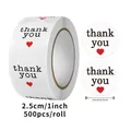 500 Pcs 1-inch Round White Thank You Stickers with Red Heart on a Roll for Packaging - Thank You Standard (C26) / 500 Stickers/Roll / 25mm